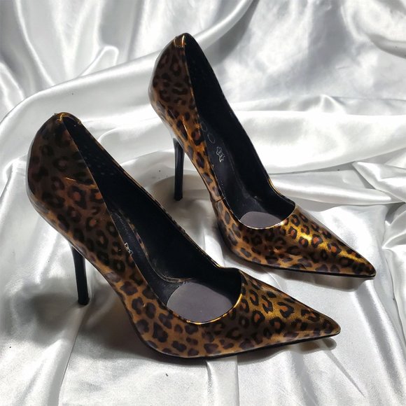 Aldo Shoes - ALDO cheetah leopard print patent brown black pointy toe pumps SZ 6.5